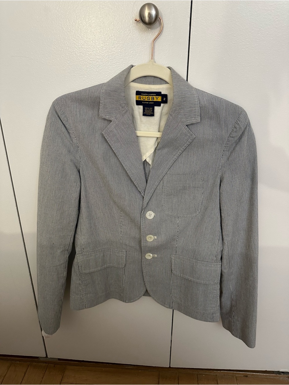 Rugby Ralph Lauren blue/white 100% Cotton Blazer - Size 2